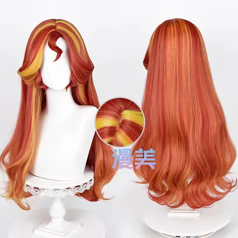 Anime Sunset Shimmer cosplay wig pony mix colors hair costumes