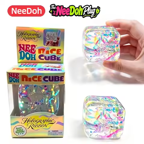 Needoh Nice Cube Sensory Fidget Cube Stress Relief Anxiety Sensory Tool For Focus ADHD Holographic R