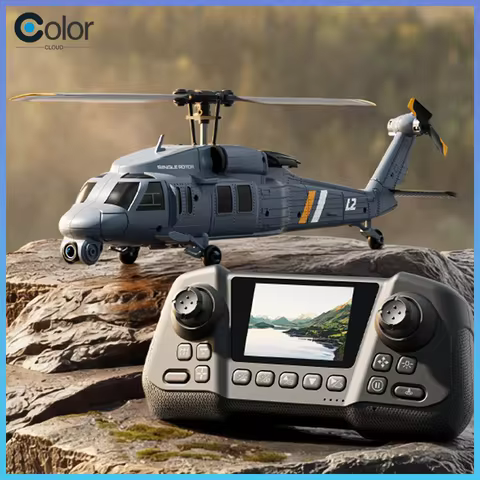 4DRC L2 RC Helicopter 8K Aerial Camera Builtin Screen Remote Control 6Axis Gyro Single Blade Black H