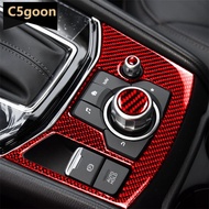 C5GOON 2Pcs Carbon Fiber Car Center Console Multimedia Volume Button Cover Trim Sticker For Mazda 3 