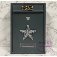 [Grocery King] Handmade Boutique Brushed Silver Starfish Mailbox With House Number/Mailbox 5 Colors 
