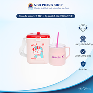 (Combo) Bình đá mini 1L Hiệp Thành + Ly quai 2 lớp 700ml TLT (Hồng). Tiện lợi cho nhiều nhu cầu.