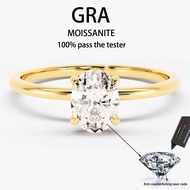 【 GRA Certificate Attached 】 0.5ct-5ct oval moissanite ring, fashionable four claw S925 pure silver 