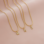 Golden 26 Letters Pendant Necklace for Women with Zircon Initials and Name, Stainless Steel Clavicle