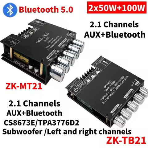 ZK-1002T Bluetooth-Compatible Amplifier HIFI 2.0 Channel 100Wx2 Audio Module Kit Adjustment Subwoofe