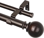 KAMANINA Bronze Curtain Rods 36 to 72 Inches(3-6 Feet), 1 Inch Double Curtain Rods for Windows 24 to