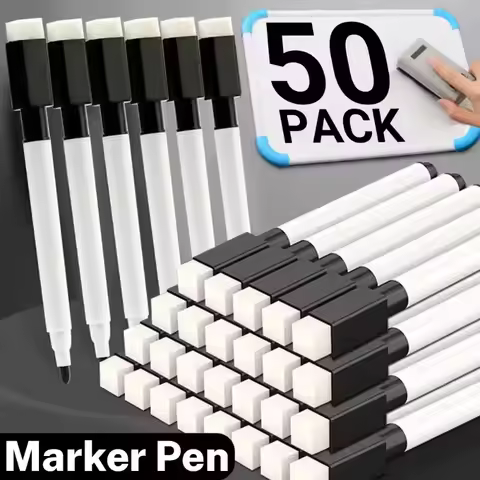 Whiteboard Marker Pen Dry Erase Markers with Eraser Cap for Office School Stationery Magnetic White