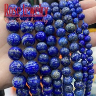 AAAAA Natural Real Lapis Lazuli Stone Beads Round Loose Beads 4 6 8 10 12 MM Pick Size For Jewelry Making DIY Bracelet 15"Strand