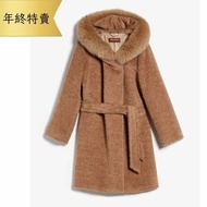 Max Mara Studio 女款 Duilia  羊駝混紡狐狸毛連帽短大衣外套    駝色    IT36XS /38S/40 S-M/42M《佳節年終折扣》