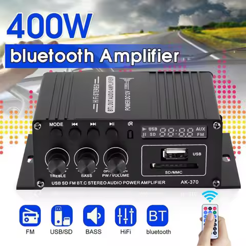 AK380 AK370 AK170 400W*2 2 Channels Bluetooth HiFi Power Amplifier Home Car Audio Class D Remote Con