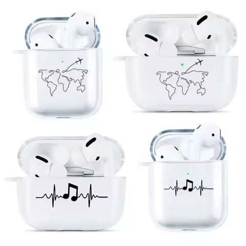 Airplane Route Music Clear Earphone Cases For Airpods 4th 2 1 3 Pro 2 Fundas Headphone Cover For App