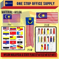 MALAYSIA FLAG / STATE FLAG / NYLON MATERIAL / 2' X 4' / 3' X 6' / 2' X 8' / MALAYSIA FLAG / STATE FL