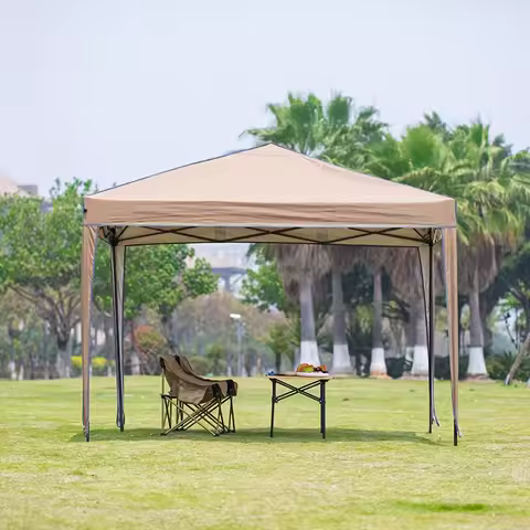 Outdoor pop-up canopy Gazebo Tent beach camping instant canopy 10x10 feet (khaki color) Convenient t