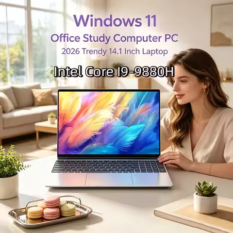 Stylish 14.1" HD Laptop Intel Core I9-9880H 32GB RAM 2TB SSD Ultra Slim Windows 11 Daily Use Compute