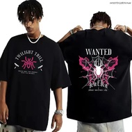 Y2k Fashion T-Shirt Hip Pop AJ Lee Love Bites Spider Web Round Neck Short Sleeve Loose Fit Casual St