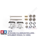 Tamiya #15418 - JR Double Aluminum Rollers - w/Rubber Rings (13-12mm)  [15418]