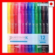 Tombow Water-based Signature Pen 12 Colors (Thick 0.8mm & Extra Fine 0.3mm Twin Type) Color Pen Play