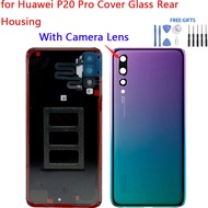 For Huawei P20 Pro Back Cover Glass Rear Housing Battery Door Replacement with Camera Lens Adhesive 