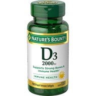 Nature's Bounty Vitamin D, Menyokong Imun &, 2000IU Vitamin D3, 150 Softgel