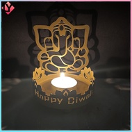HAPPY Diwali Iron Projection Candle Holder Deepavali Candlesticks Diwali Decoration Ganesha Crafts Decoration for Bedroom Bar Candleholders Ornament Hot Sale