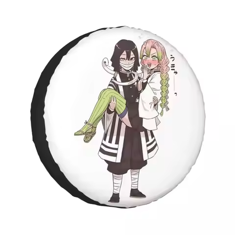 Mitsuri Kanroji And Iguro Obanai Spare Tire Cover for Jeep SUV RV 4WD Trailer 4x4 Wheel Protector Co