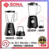 Sona 1.5L 2-In-1 Blender + Miller - SB3033 SB 3033 / SB3039 SB 3039