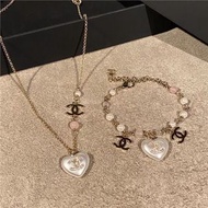 順豐包郵｜Chanel風愛心珍珠項鏈&手鏈套裝