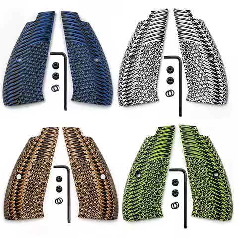 1Pair CZ75 G10 Handle Grips Patches for CZ 75 Full Size, SP-01 Series, Shadow 2, 75B BD, With Screws
