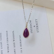 蘇紀石水滴吊墜 純銀紫色舒俱來石項鏈 手工純銀項鍊極簡水滴項鏈