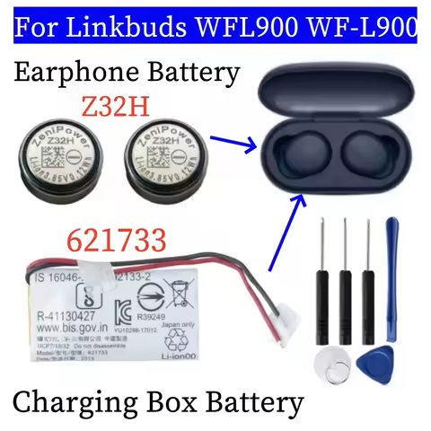 SONY Linkbuds 3.7V 300mAh 621733 Z32H Battery For WF-SB700N WFL900 WF-L900 Charging BOX Case Battery