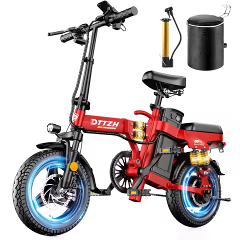 DTTZH A12S Foldable Electric Bike, 2000W Peak 52V 25Ah Removable Battery, 14" Folding Commuter E-Bik
