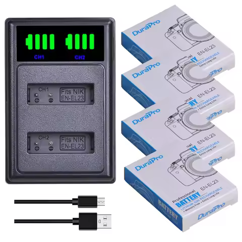DuraPro 1850mAh EN-EL23 ENEL23 Bateria EN EL23 Battery +LED Dual Charger for Nikon COOLPIX P900,P900