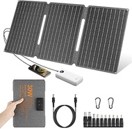 【Portable Solar Panel 30W 18V Kit】KWODE Solar Panel Charger,30W Foldable Solar Charger with DC+USB 3