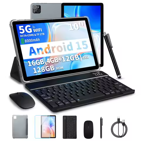 PRITOM TAB11 Android 15 Tablet 10 Inch, 16GB(4+12 Expand) RAM + 128GB ROM, Octa Core, 5G WiFi, with 