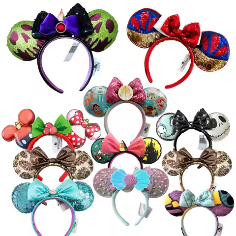 Disney Mickey Mouse Bow Headband Princess Snow White Headbands for Girls Women Skeletal Apple Ear Co