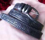 Crocodile leather belt woven edges all the way 1.2 inches wide 55 inches long