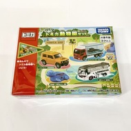 [日版] Tomica Zoo Animals boxset 動物園套裝 (日野 HINO Selega動物園バス、Suzuki Jimny動物園巡回車、UD Quon鱷魚運送車、案內海獅指示看板) 