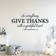 Inspirational Quote Wall Sticker, 1THESSALONIANS 5:18 Bible Verse Wall Decal Christian Home Decor fo