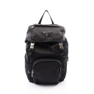 【二手】Prada PRADA 雙肩包，黑色尼龍 Saffiano 皮革三角 Logo 雙肩包，男女通用，二手 A