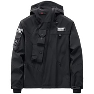 Bomber Jacket Men Lightweight Techwear Windbreaker Multi-Pocket Zip Up Streetwear Tactical Jacket Fo