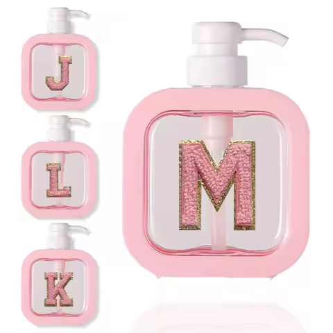 500ml Pressing Foam Bottle Refillable Lotion Foaming Dispenser Bottles Initial Name Chenille A-Z 26 