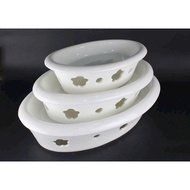 Kitchen Fish Stove Ceramic Food Warming Plate oval Shape - Premium Bat Trang Ceramics 43*25CM