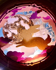 月滿中秋 雙面 立體紙藝燈籠 中秋節紙雕月球燈月亮兔 客製化禮品