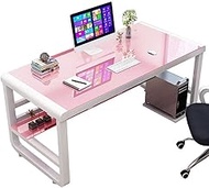 WSJTT Office Computer Desk With Threading Hole Storage Stand Laptop Desk Glass Surface Study Writing Table Modern Workstation for Home Office (Size : 62.9in)