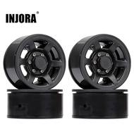 Injora 4Pcs Plastic 1.55" Beadlock Wheel Rim White/ Black