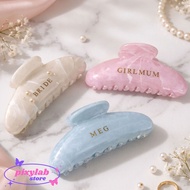 [ PIXYLAB ] Custom Name Hair Clip Glossy Marble MotifWanita 10 CM Look ELEGAN with Ellipse Design Ju