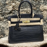【精選天菜】HERMES 30CM BIRKIN 霧面 鱷魚 金扣 兩點鱷