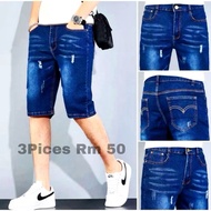 3 Helai RM50 – Denim Short Pant Jeans Seluar Pendek Size 28-40