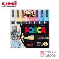 Uni ปากกา ปากกามาร์คเกอร์ Posca PC-5M 8 สี จำนวน 1 เซต