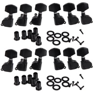12 Pieces Black Sealed Electric Tuning Pegs Tuner Machine Head 6R 6L / Acoustic Guitar